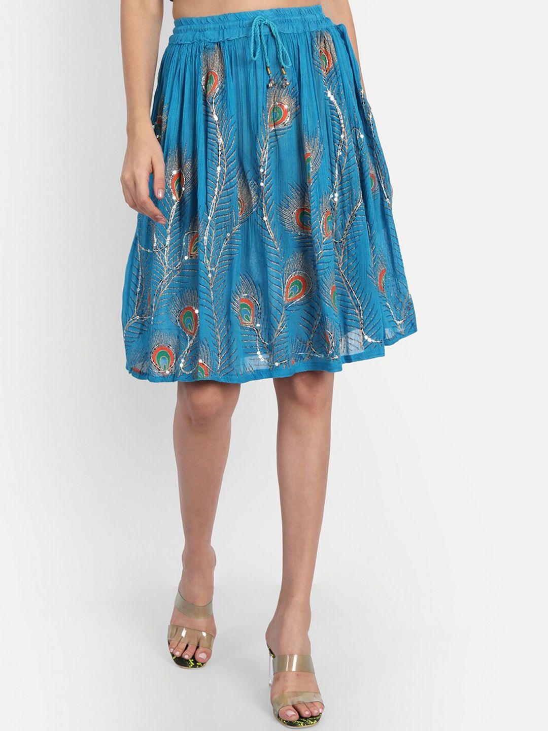 indiankala4u printed above knee length peplum skirt