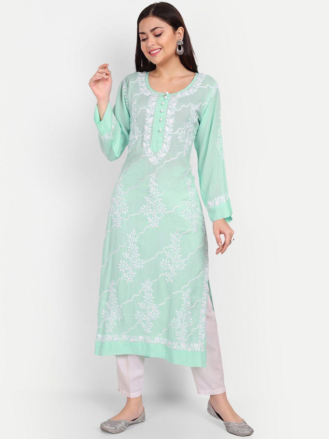 indiankala4u chikankari embroidered modal cotton thread work kurta