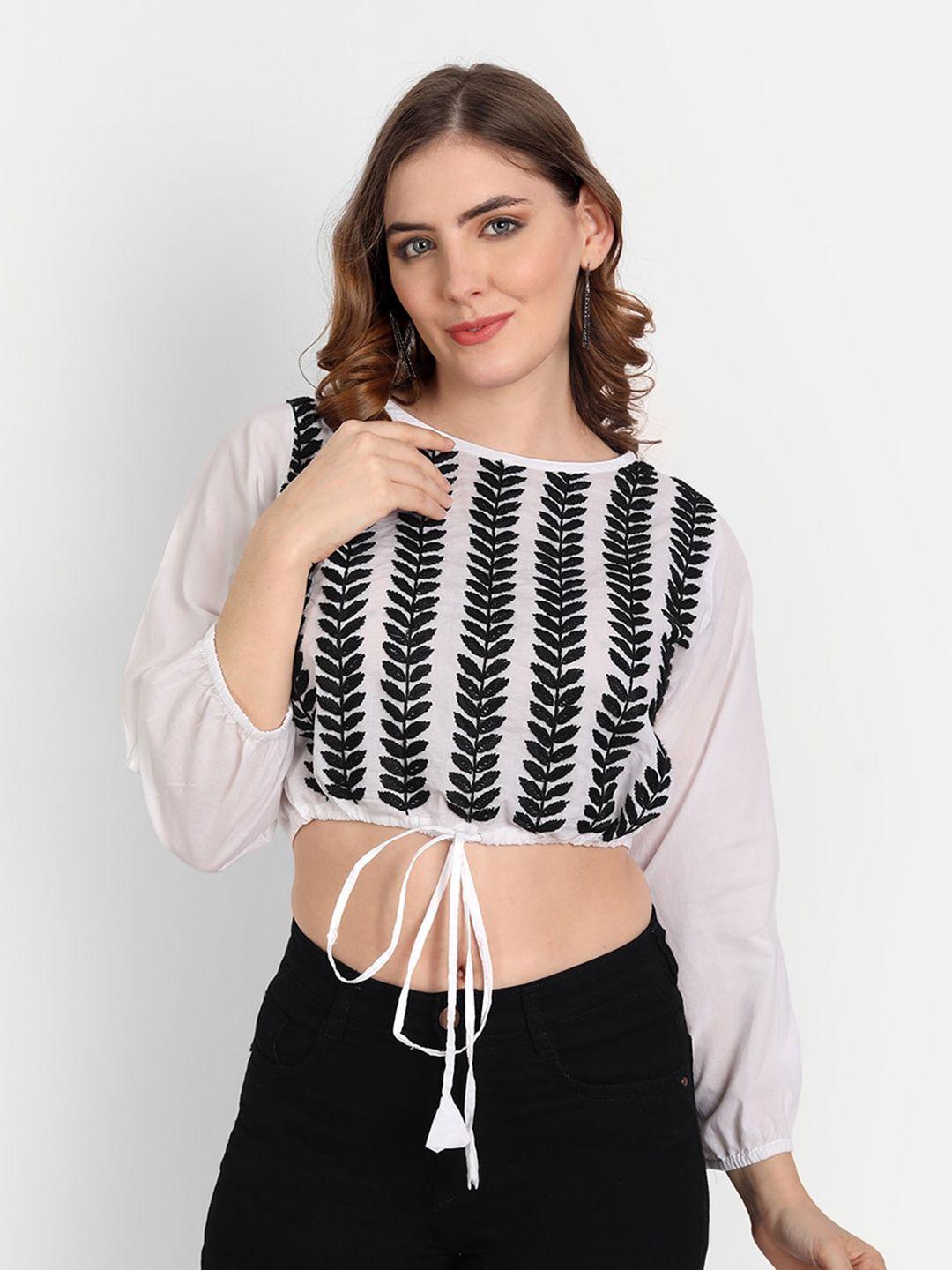 indiankala4u embroidered blouson cotton crop top