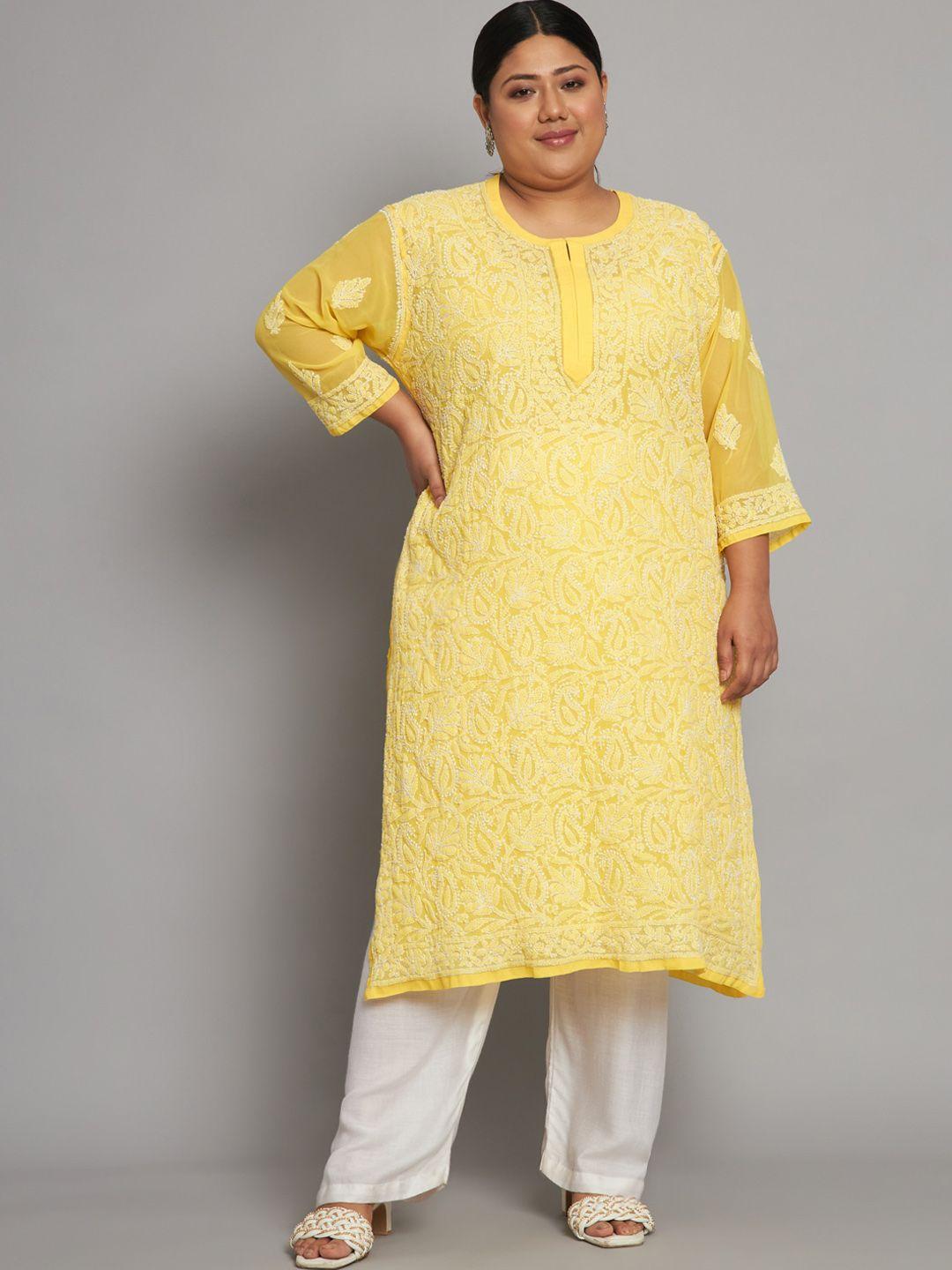 indiankala4u ethnic motifs embroidered chikankari georgette kurta