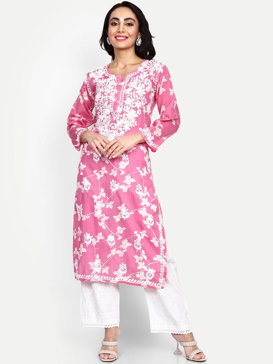 indiankala4u floral chikankari embroidered cotton kurta