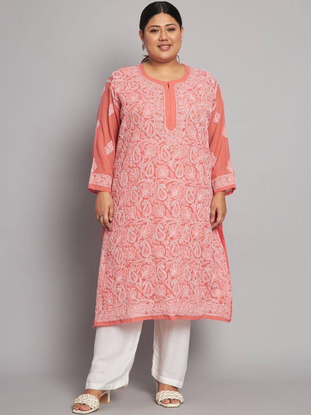 indiankala4u floral embroidered chikankari georgette kurta