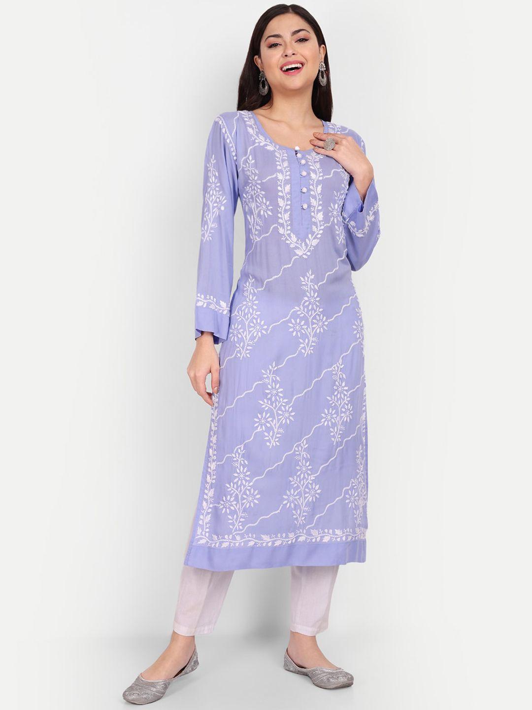 indiankala4u floral embroidered modal cotton kurta