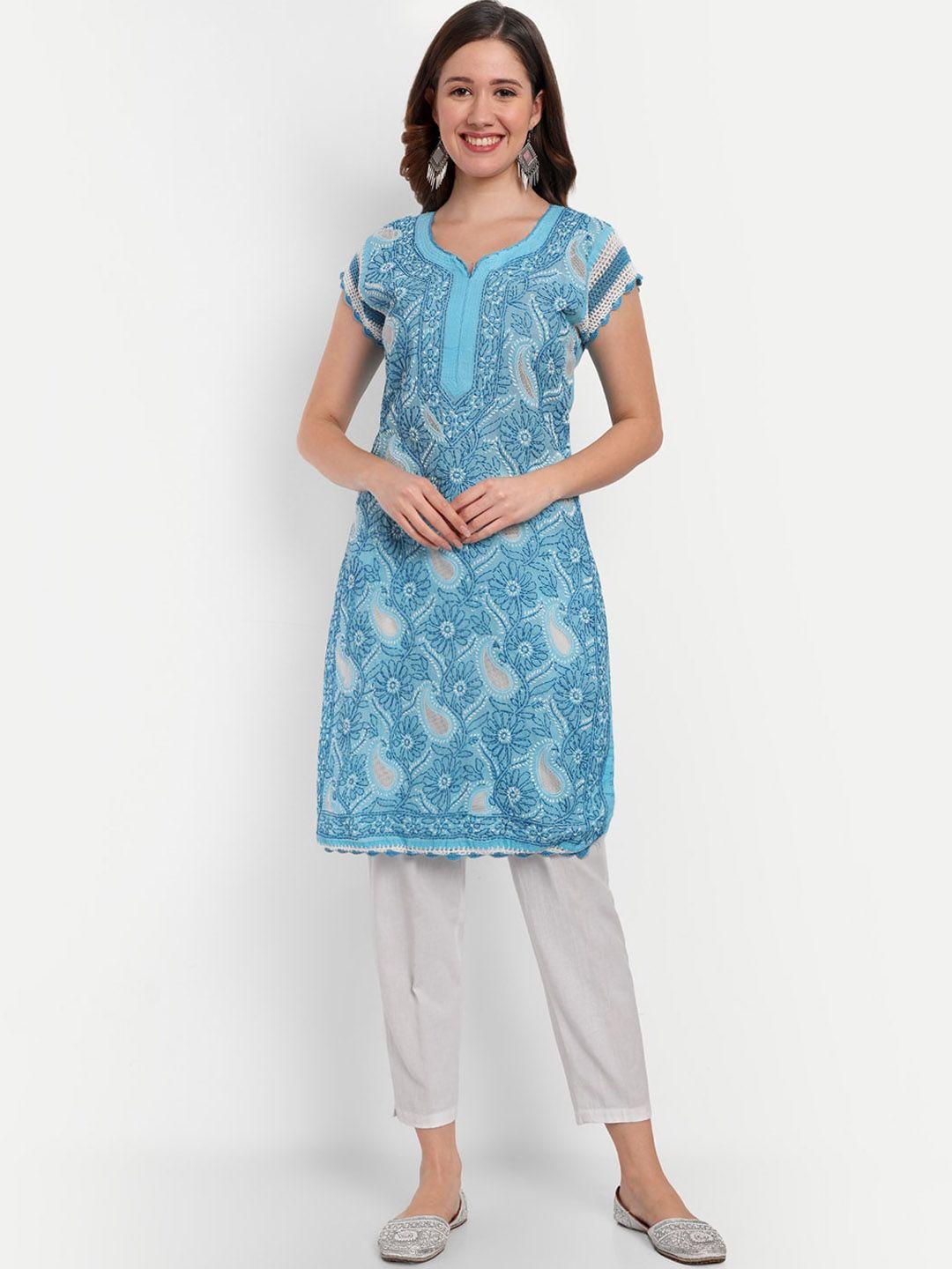 indiankala4u paisley embroidered chikankari kurta