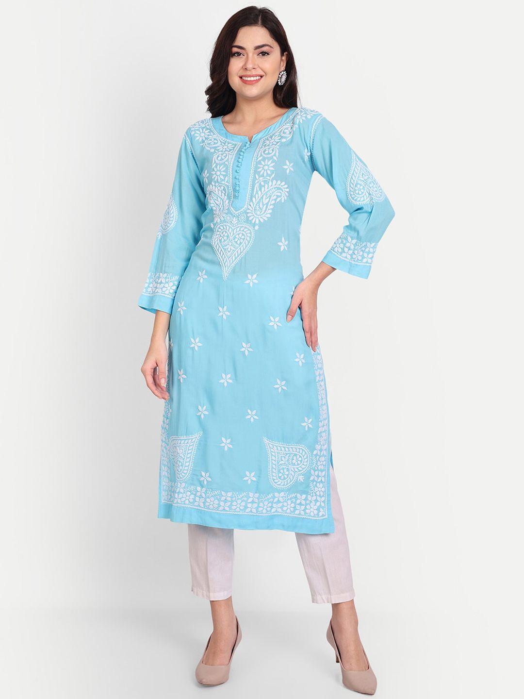 indiankala4u women chikankari embroidered thread work kurta