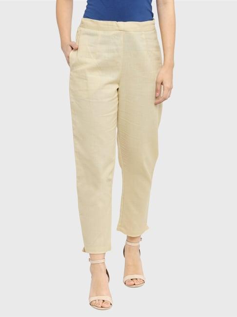 indibelle beige cotton trousers