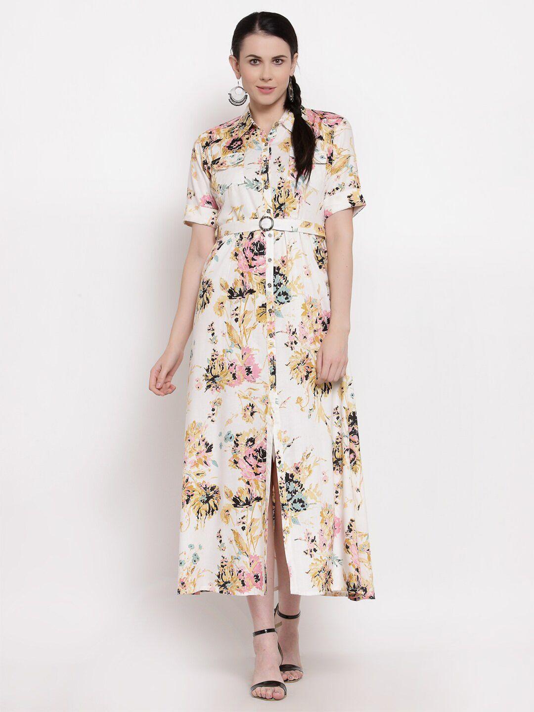 indibelle off white & pink floral maxi dress