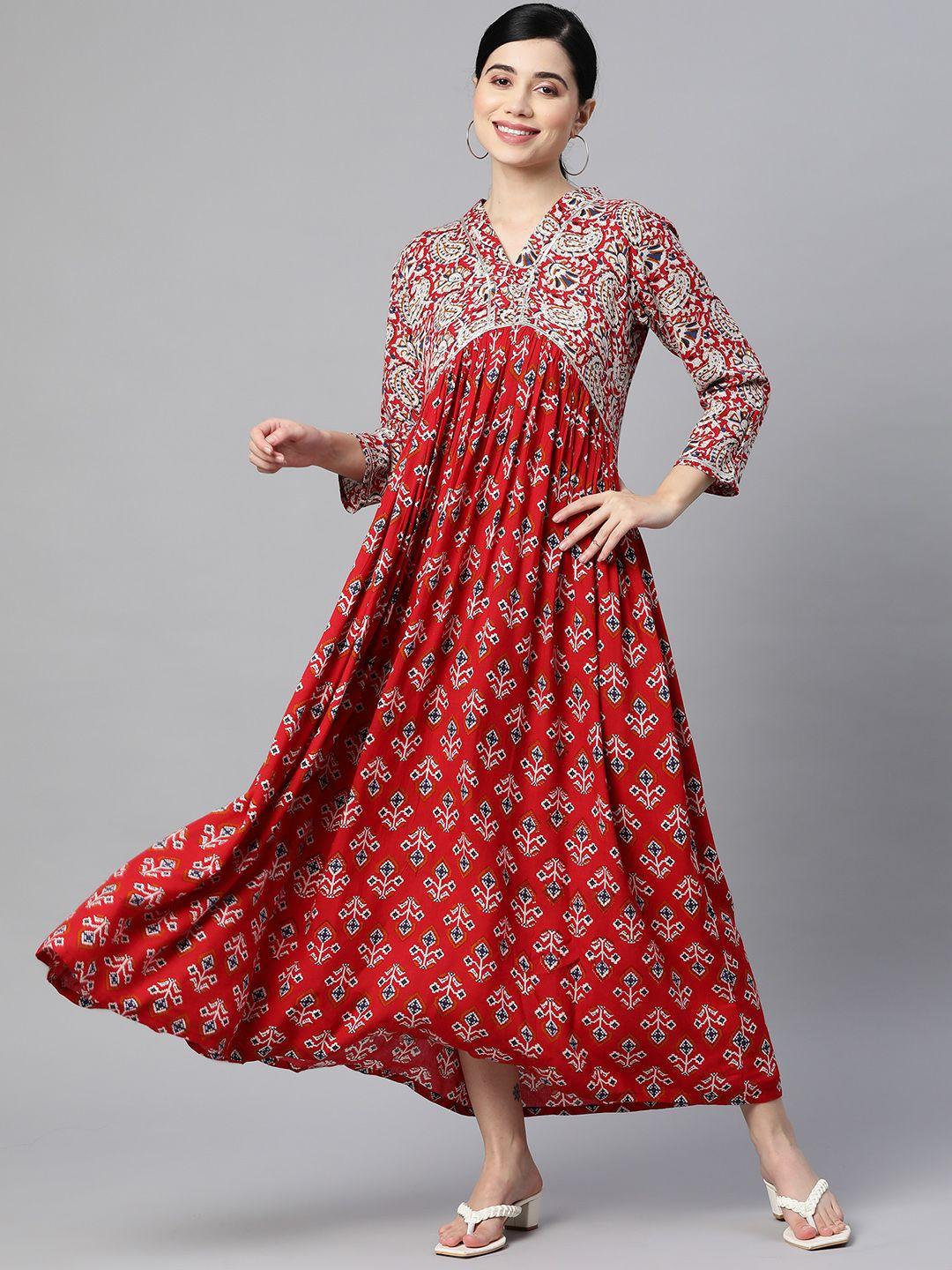 indibelle women ethnic printed a-line ethnic dress