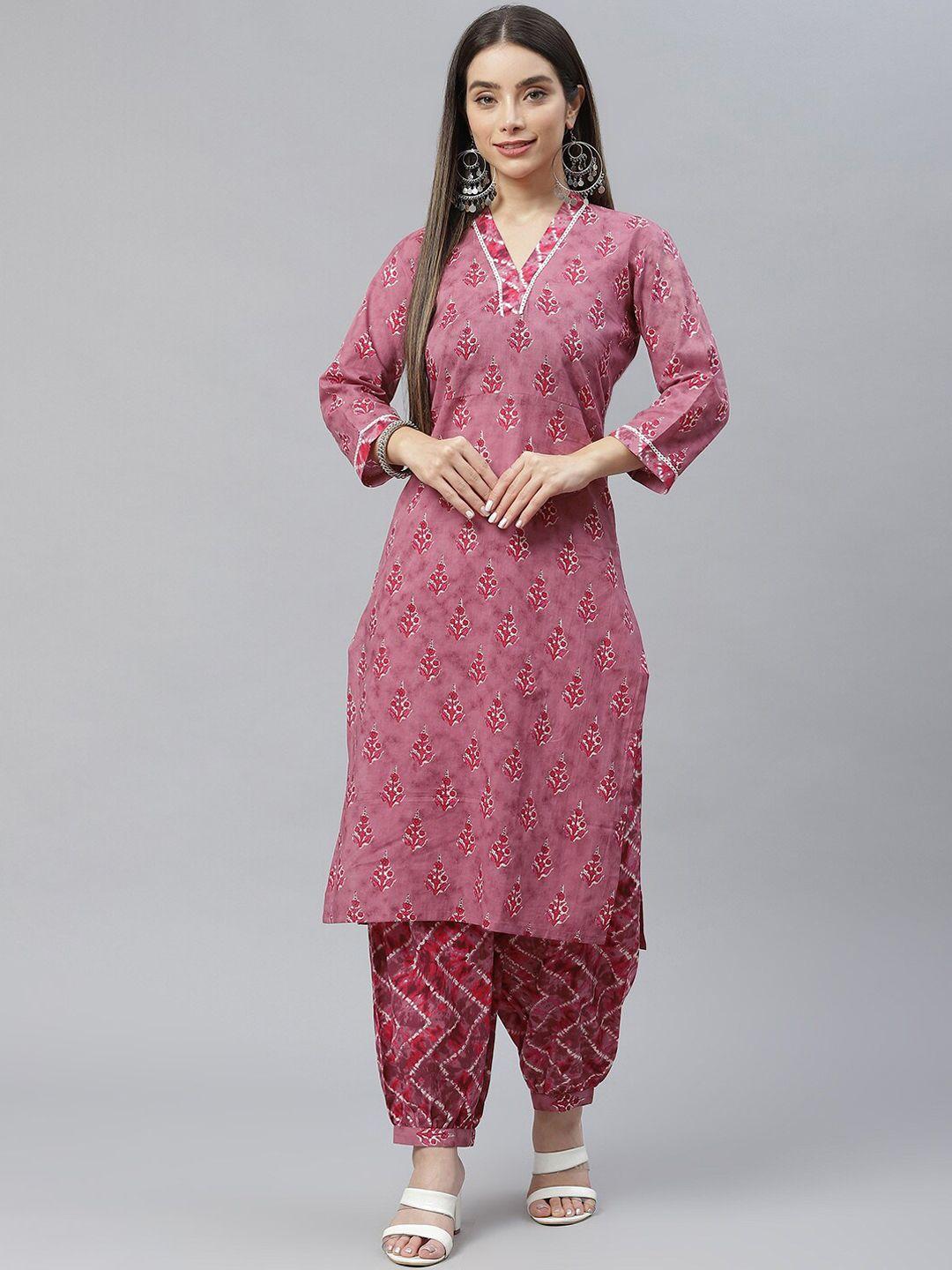 indibelle women magenta floral printed kurta