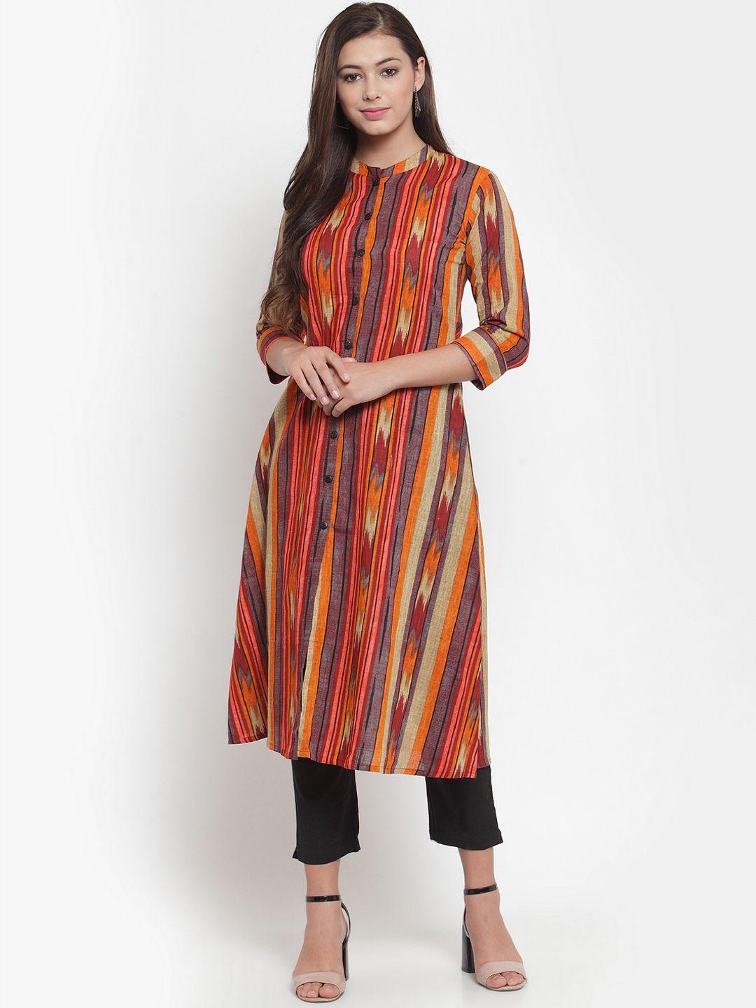 indibelle women multicoloured striped straight kurta