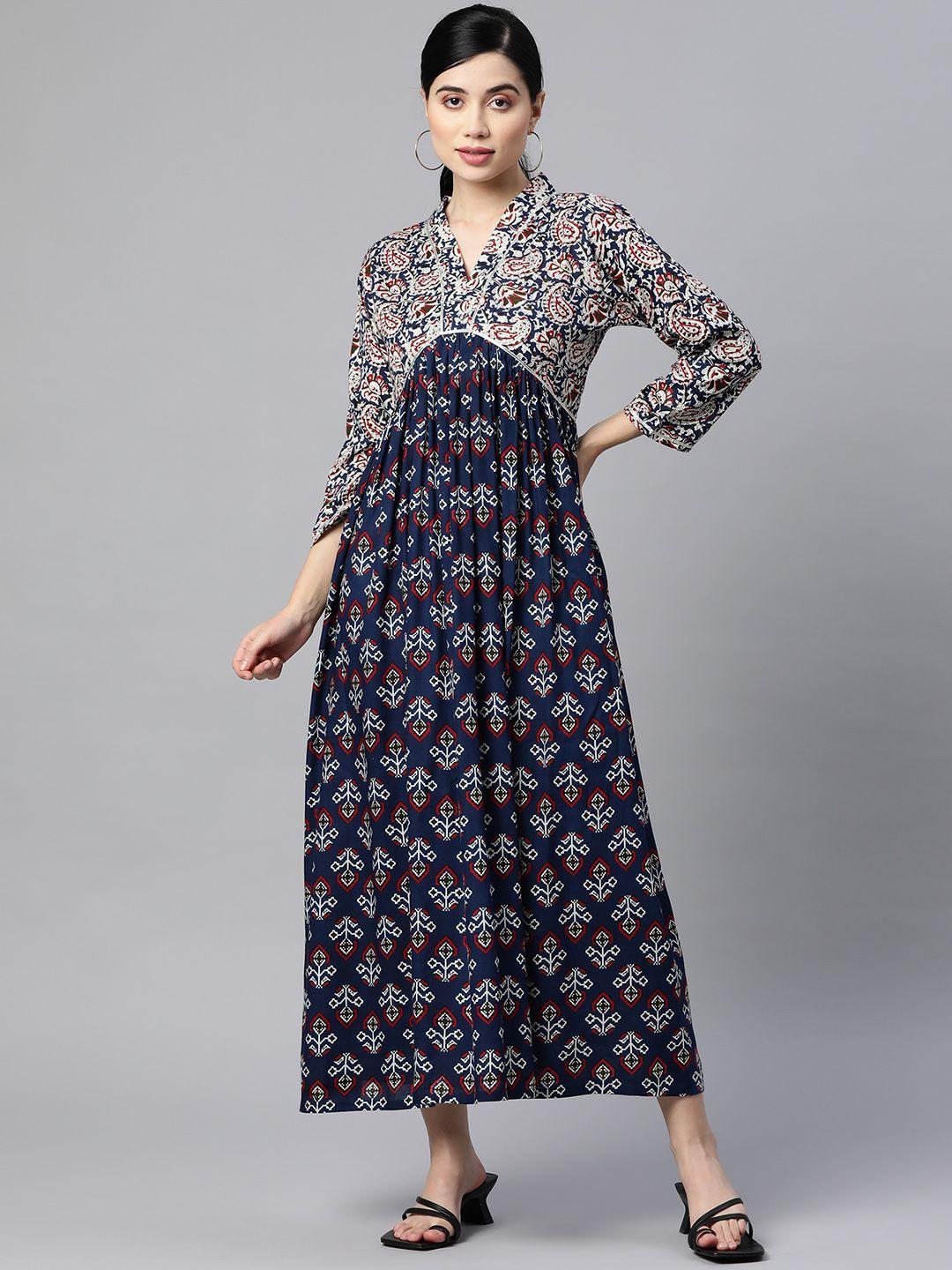 indibelle women paisley printed a-line ethnic dress
