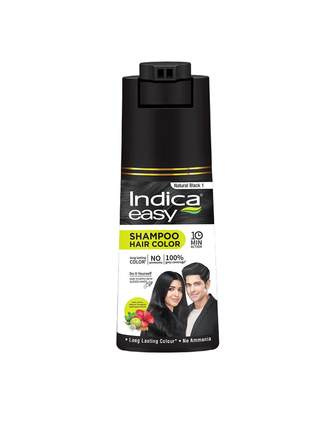 indica easy do-it-yourself hair color shampoo pump pack - natural black 1 - 180 ml