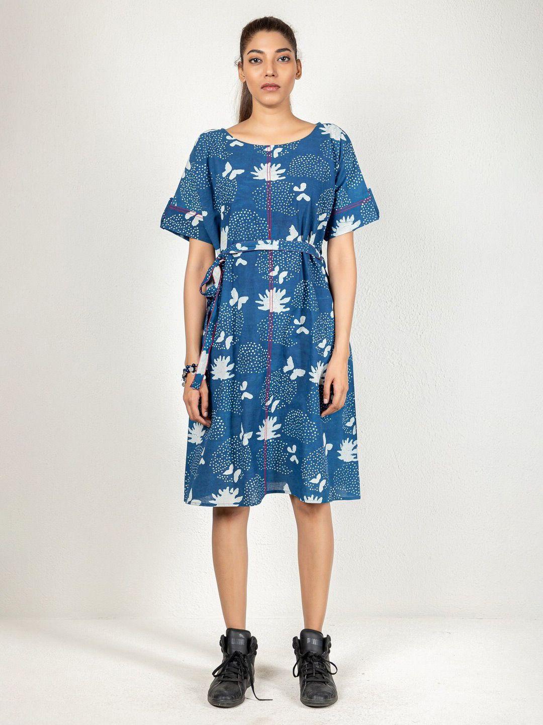 indie jhola floral print flared sleeve a-line dress