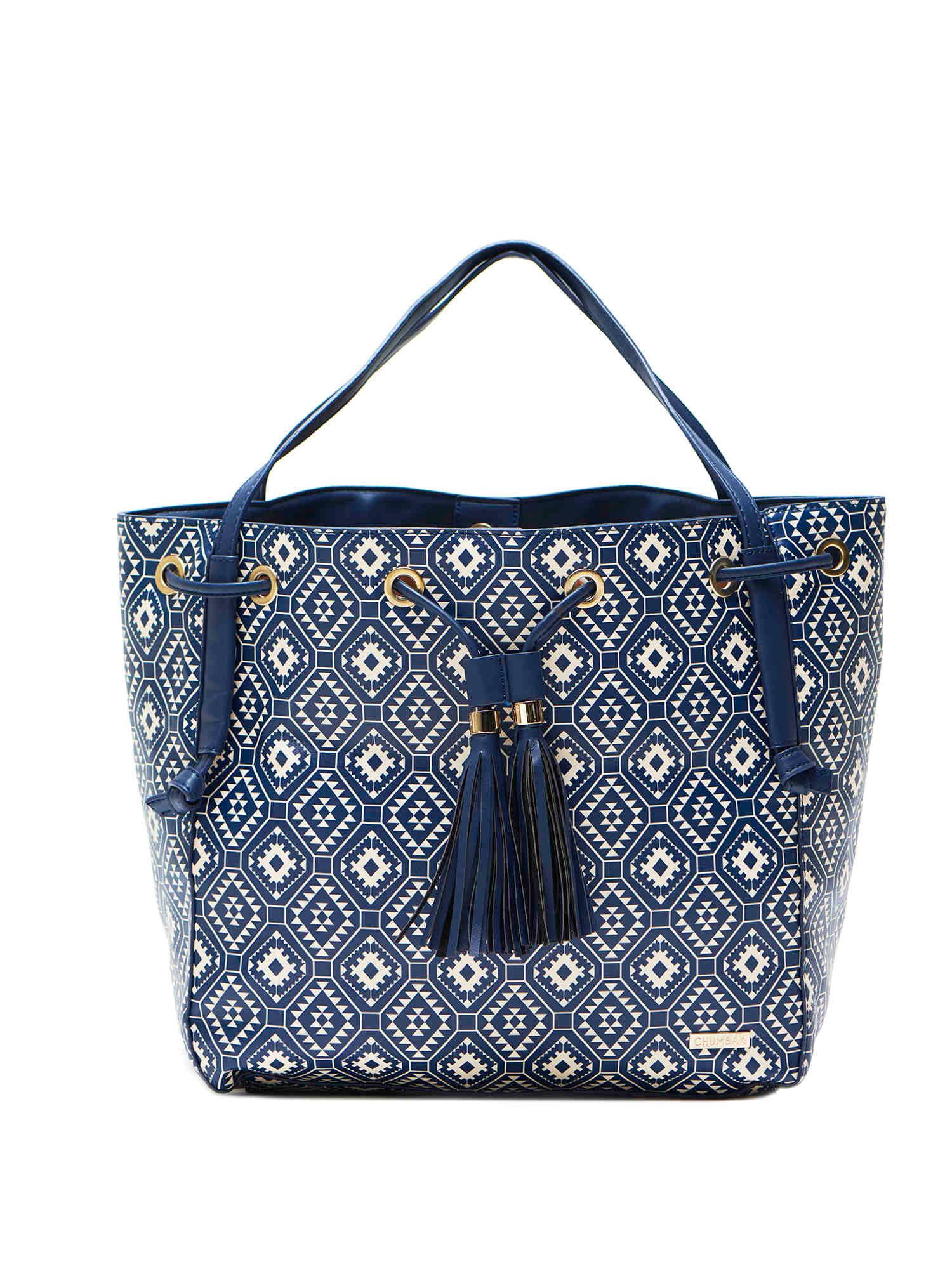 indie aztec tote bag - navy blue