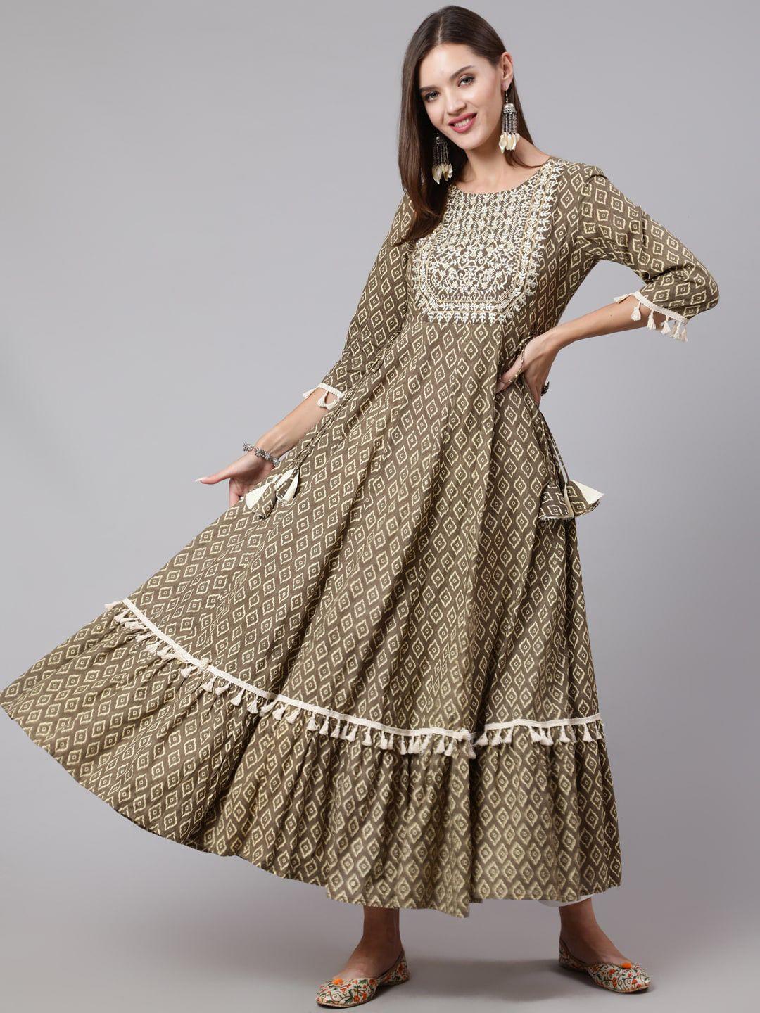 indie closet women geometric printed pure cotton ethnic dress