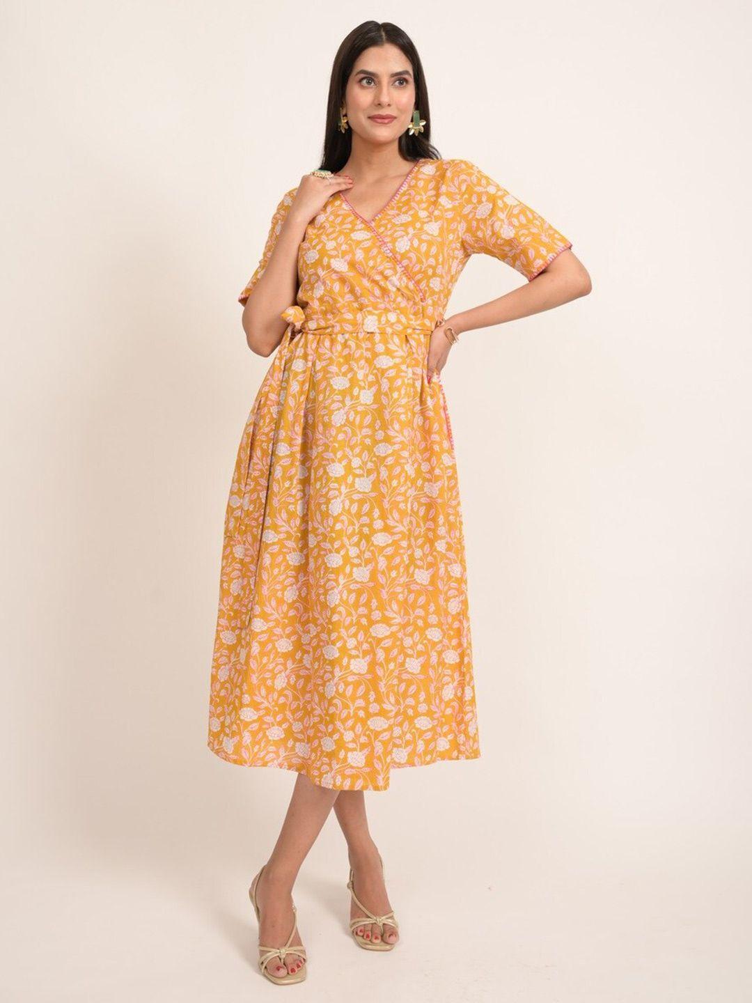 indie jhola floral print midi dress