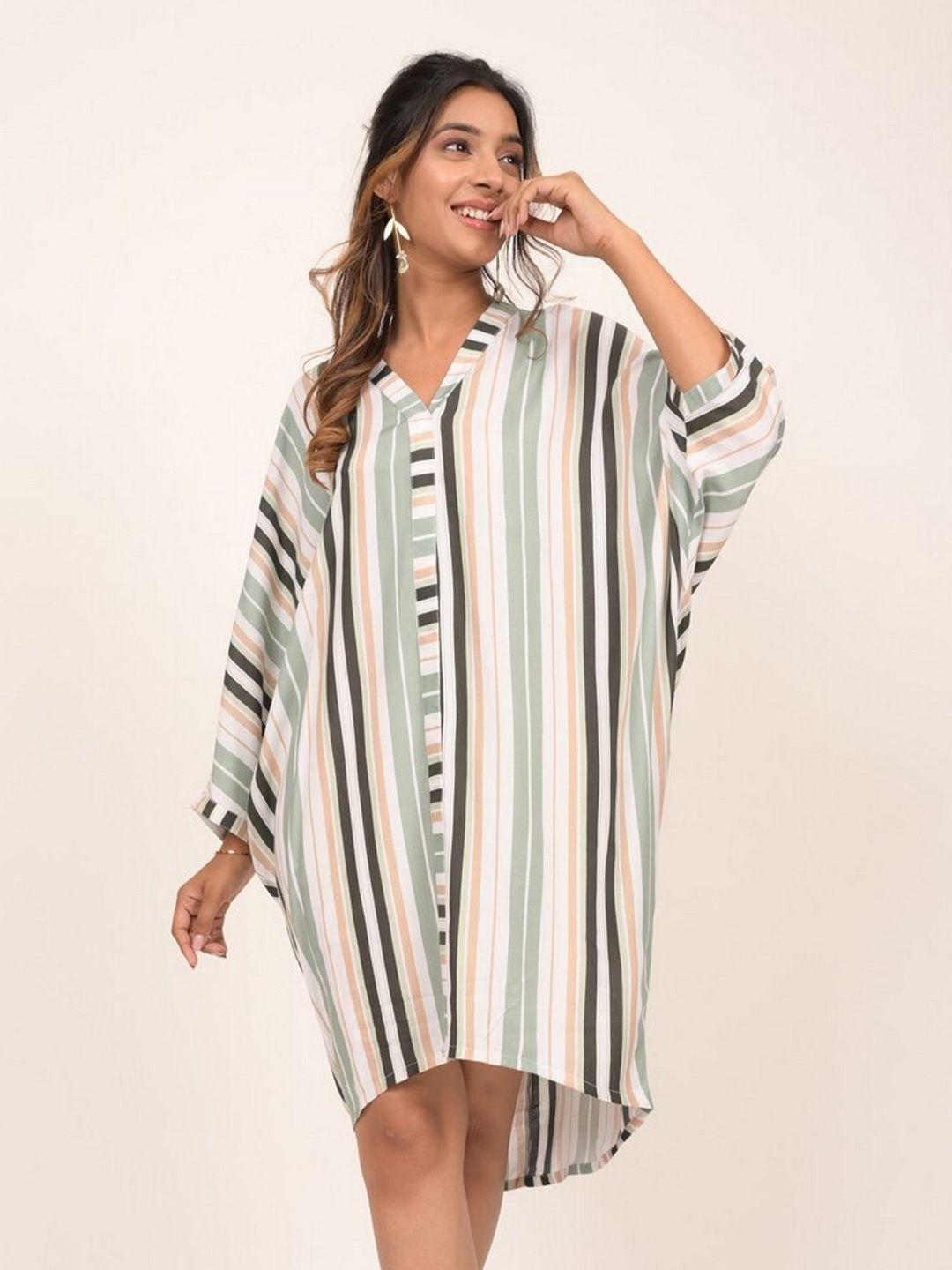 indie jhola striped extended sleeves cotton kaftan top