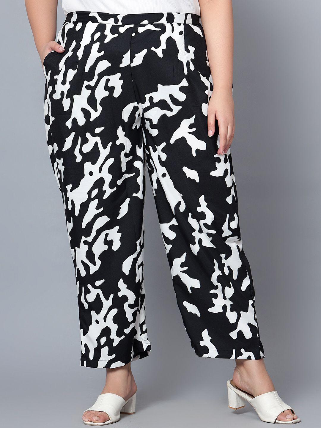 indietoga women abstract printed comfort easy wash parallel trousers