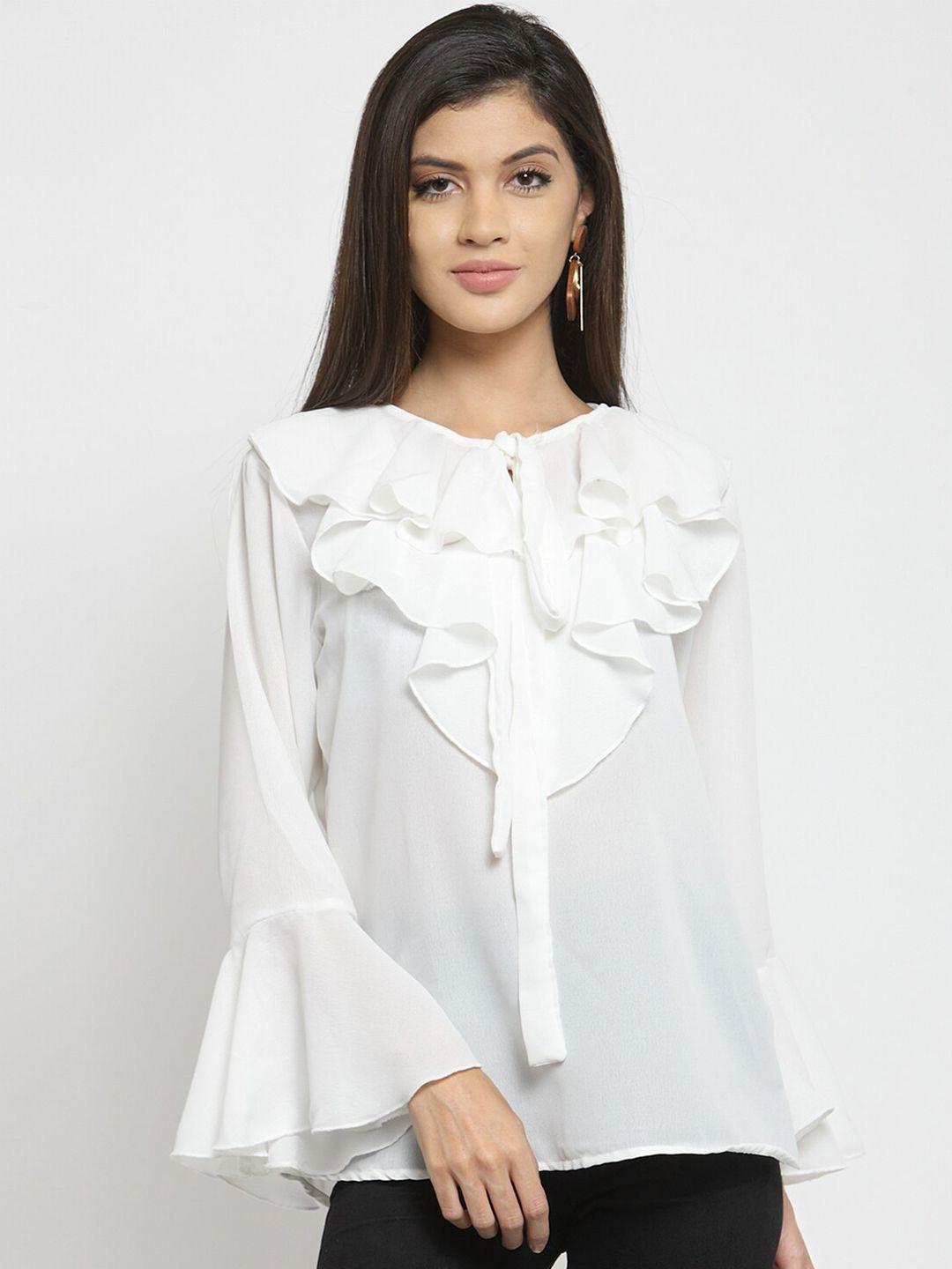 indietoga bell sleeve ruffles georgette top