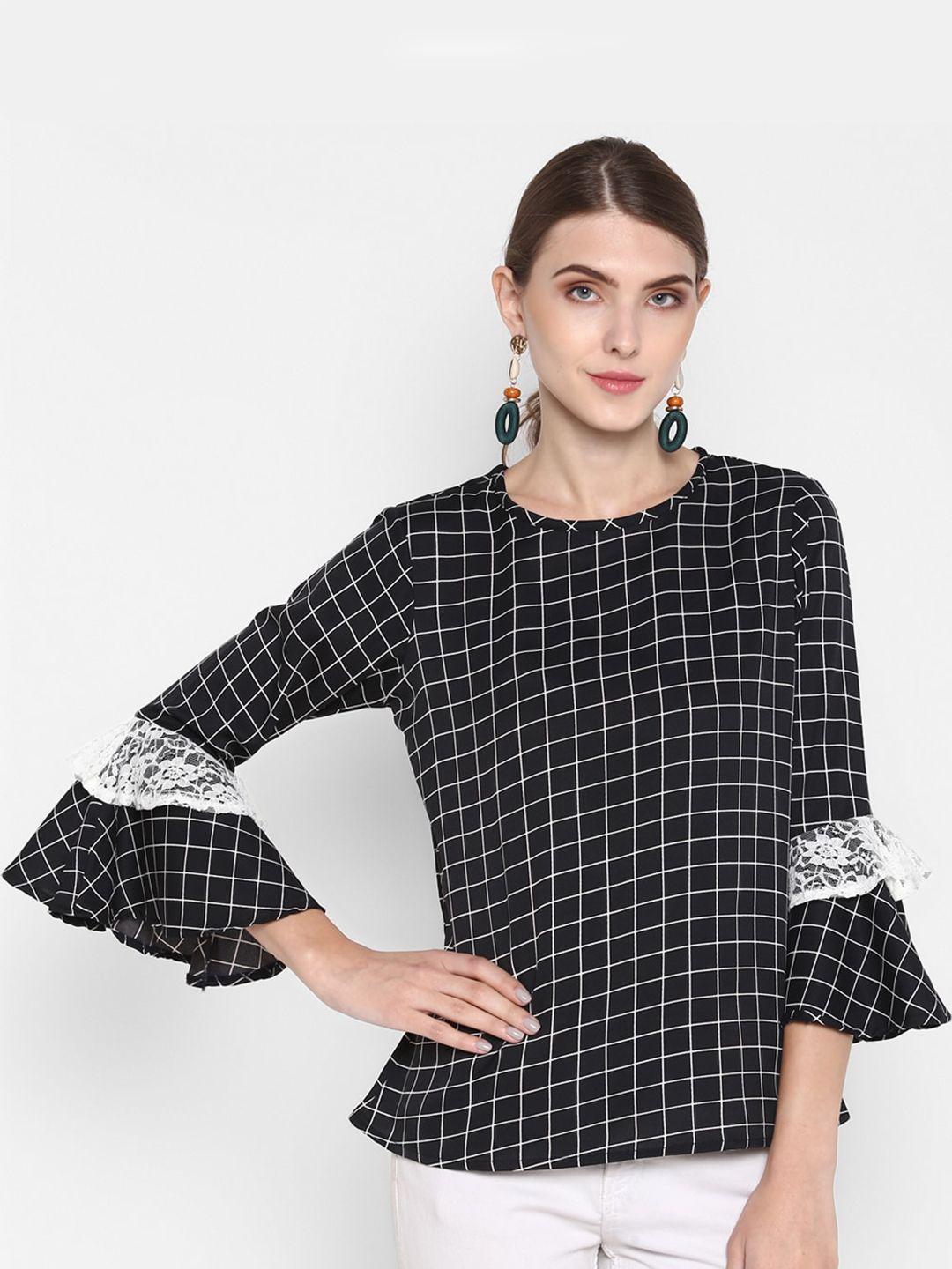 indietoga black checked crepe top