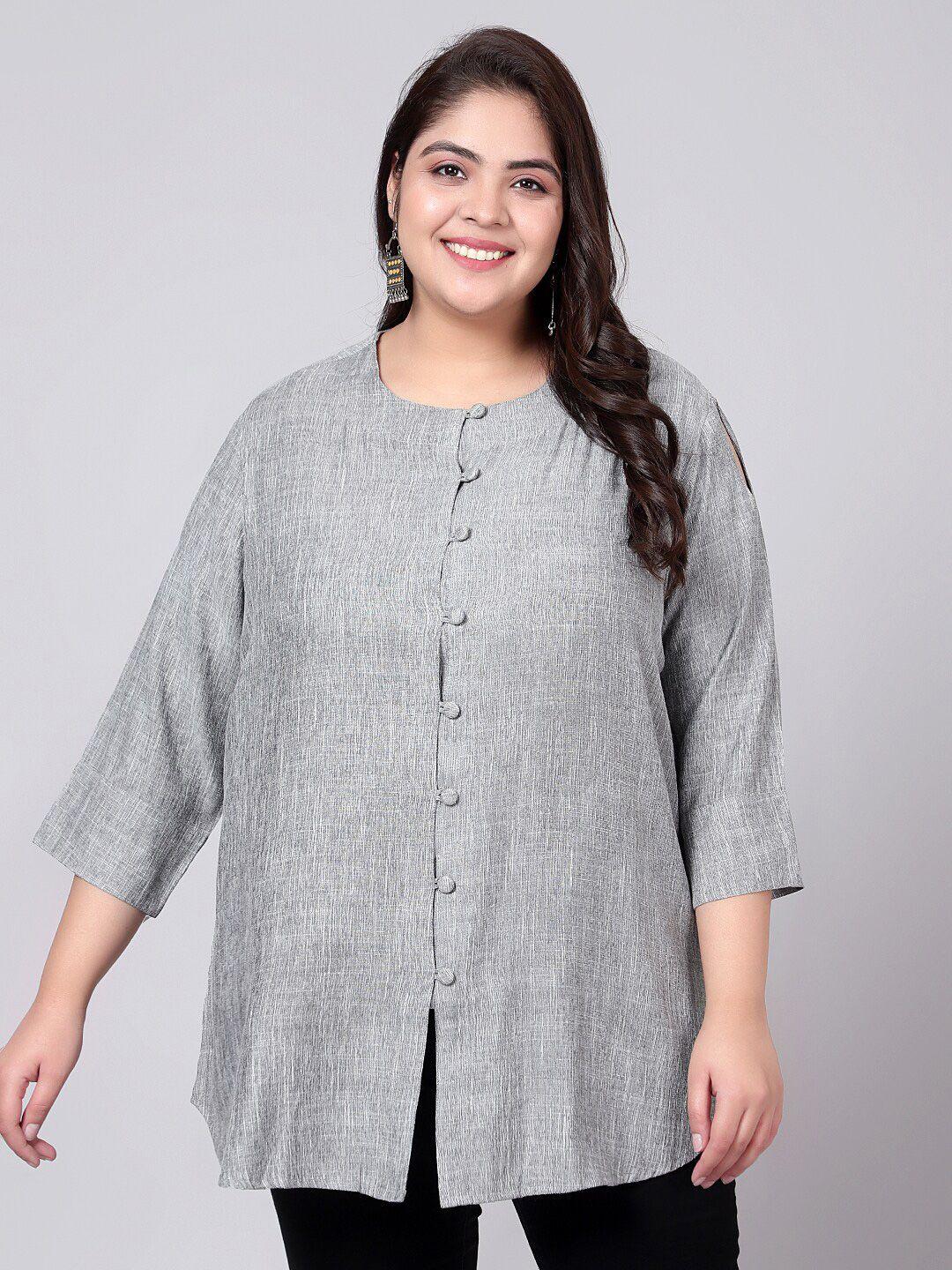 indietoga grey plus size tunic cotton top