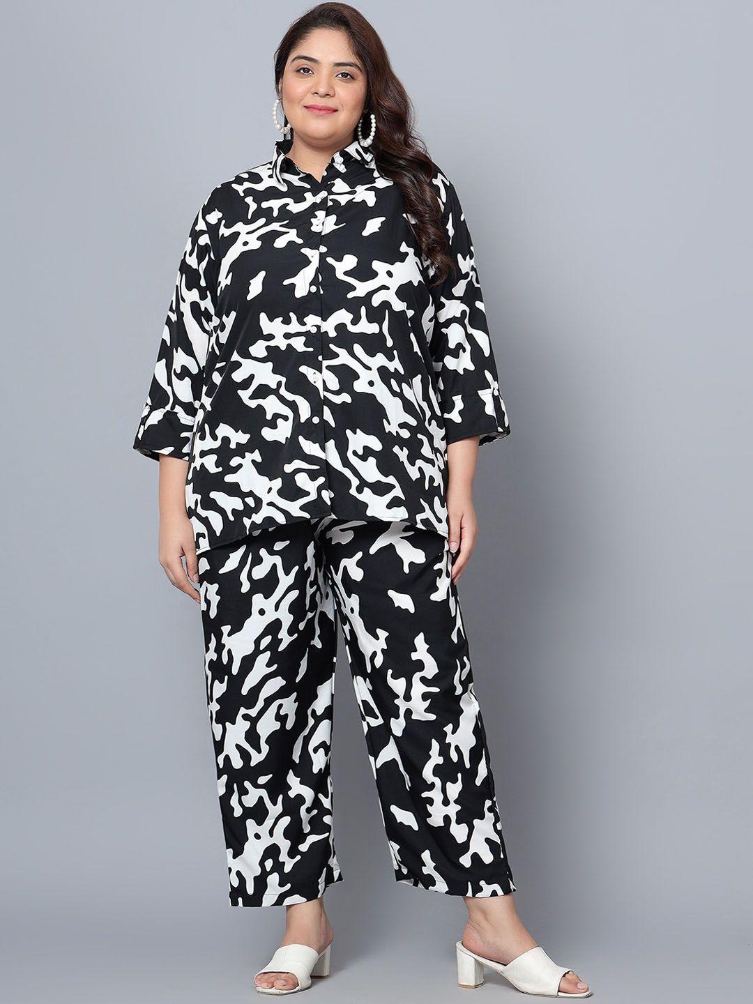 indietoga plus size abstract printed shirt with trousers