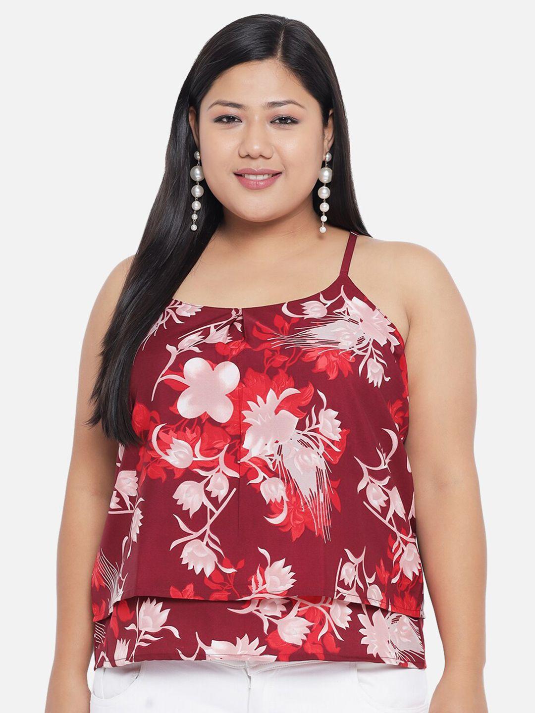 indietoga plus size floral printed crepe tank top