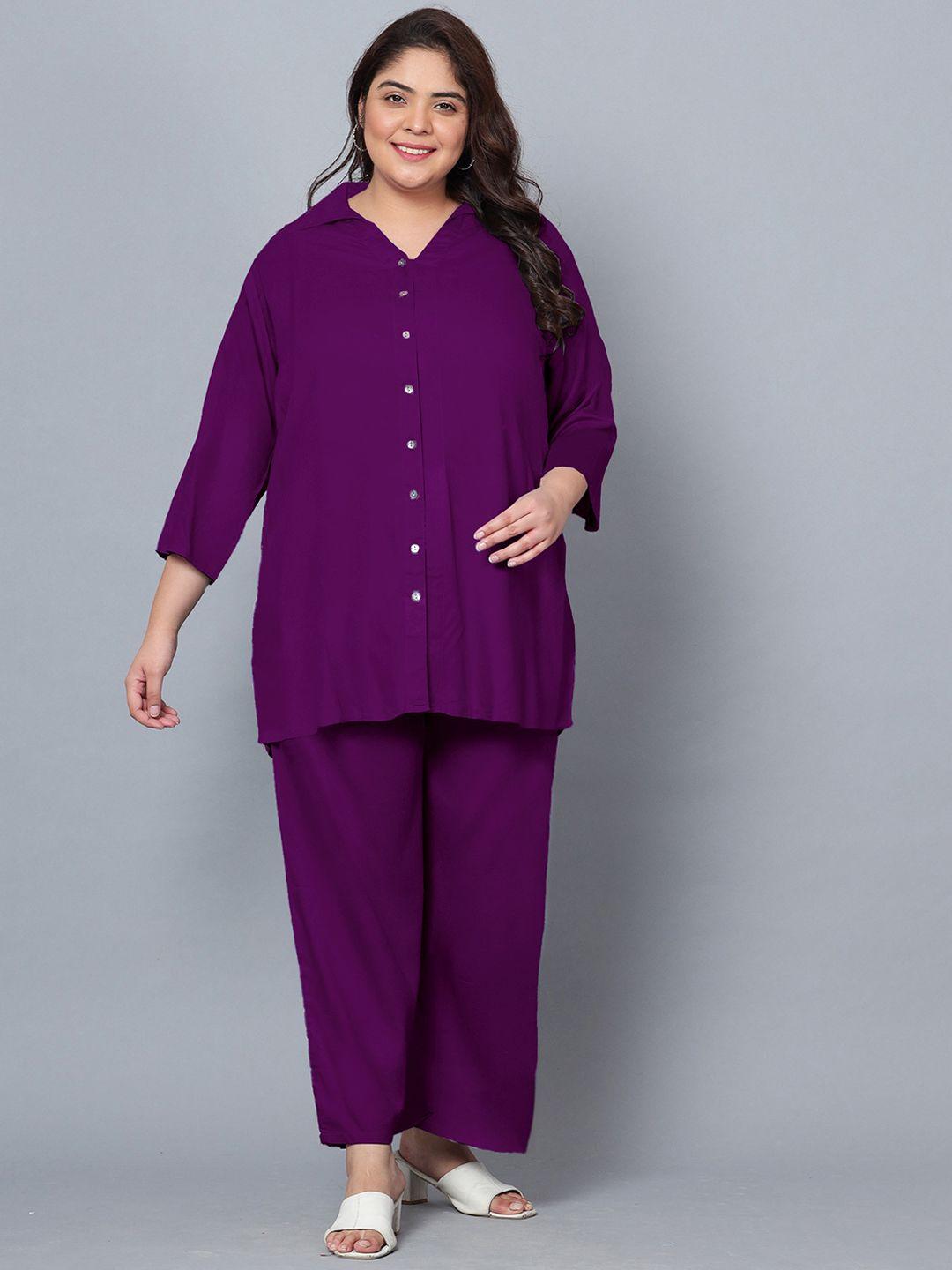 indietoga plus size shirt collar shirt with trousers