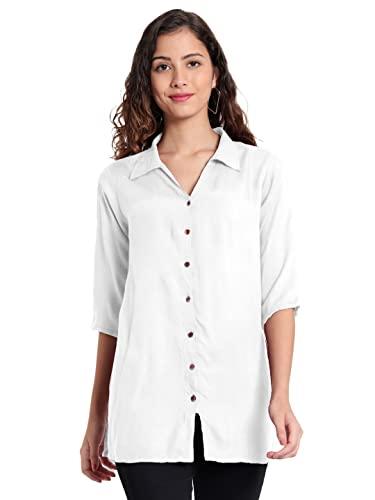 indietoga women's casual rayon longline regular shirt tops (10001365_white solid_medium)
