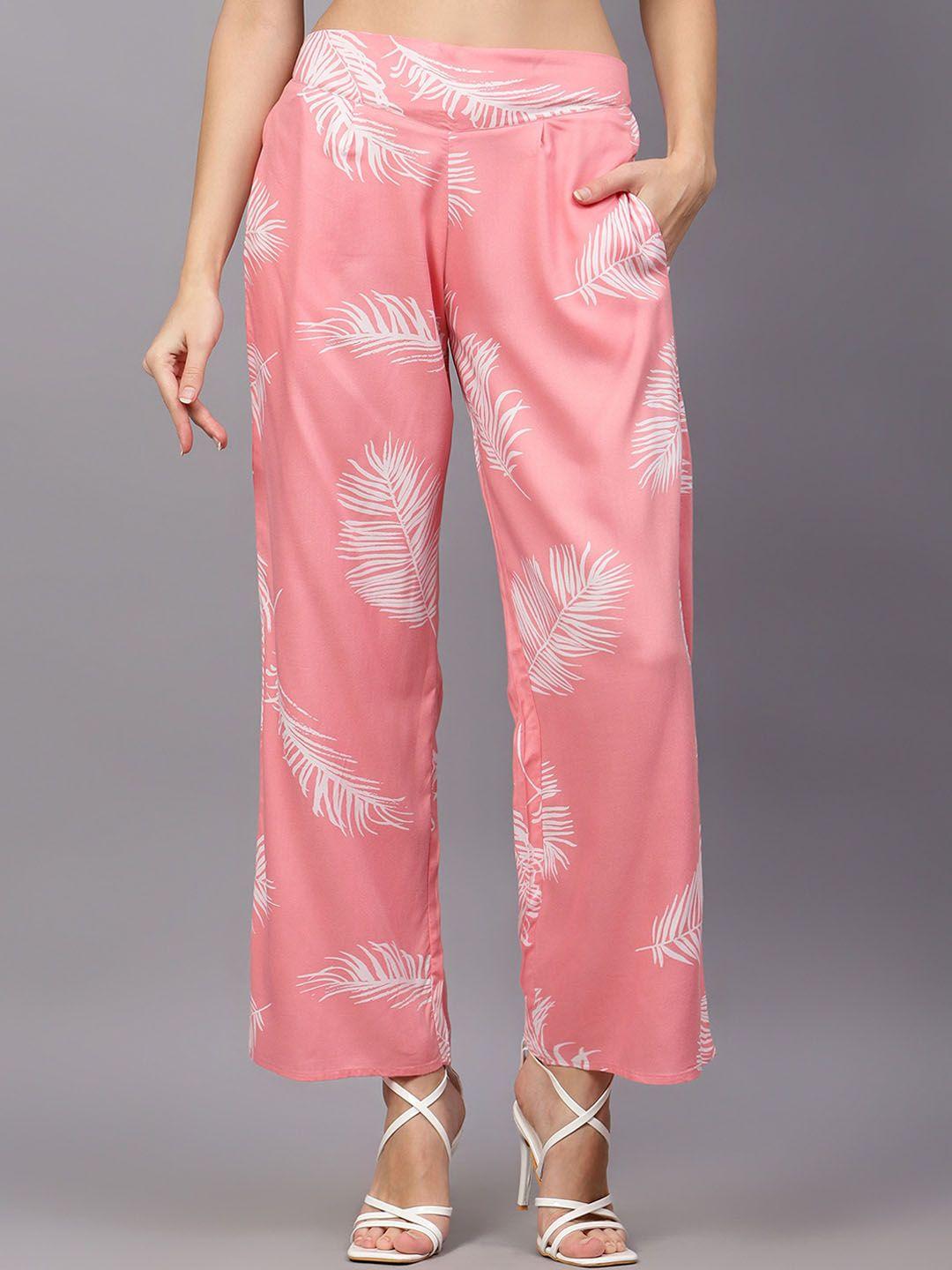 indietoga women floral printed comfort easy wash trousers