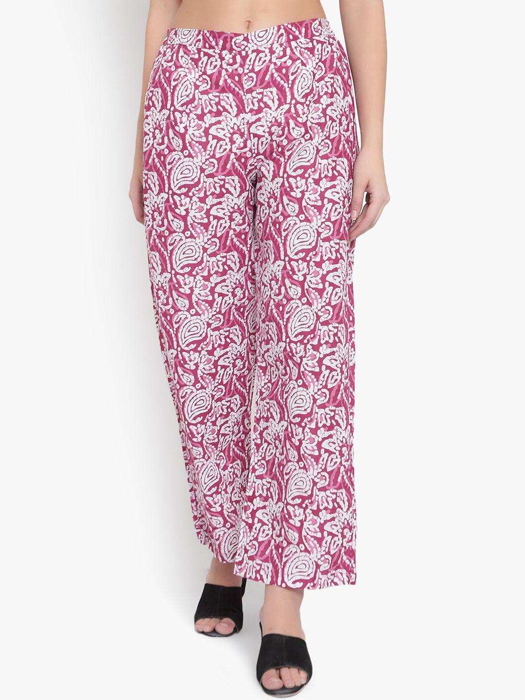 indietoga women floral printed comfort easy wash trousers