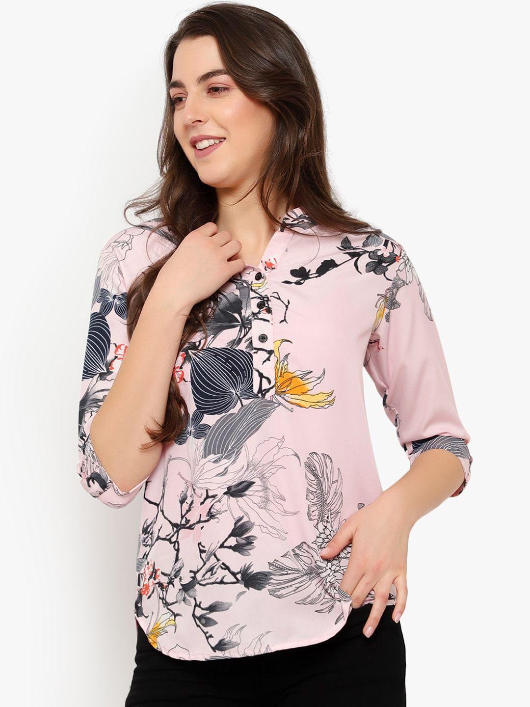 indietoga women pink & black floral print top