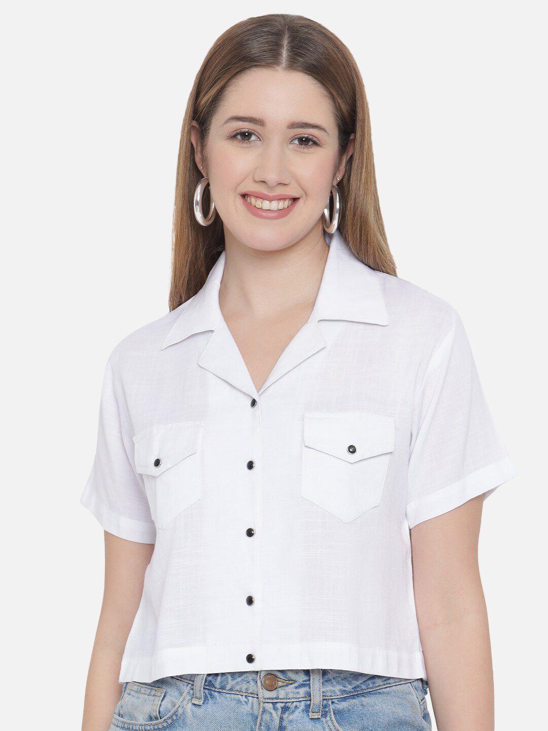 indietoga women white classic casual shirt