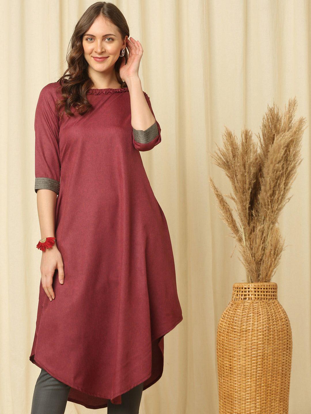 indifusion boat neck a-line kurta