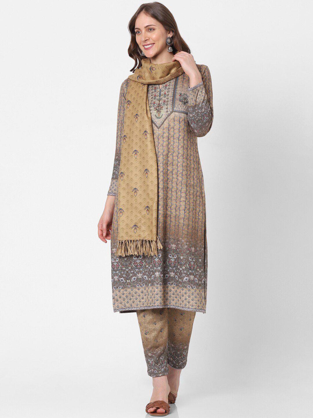 indifusion ethnic motifs printed kurta with trousers & with dupatta
