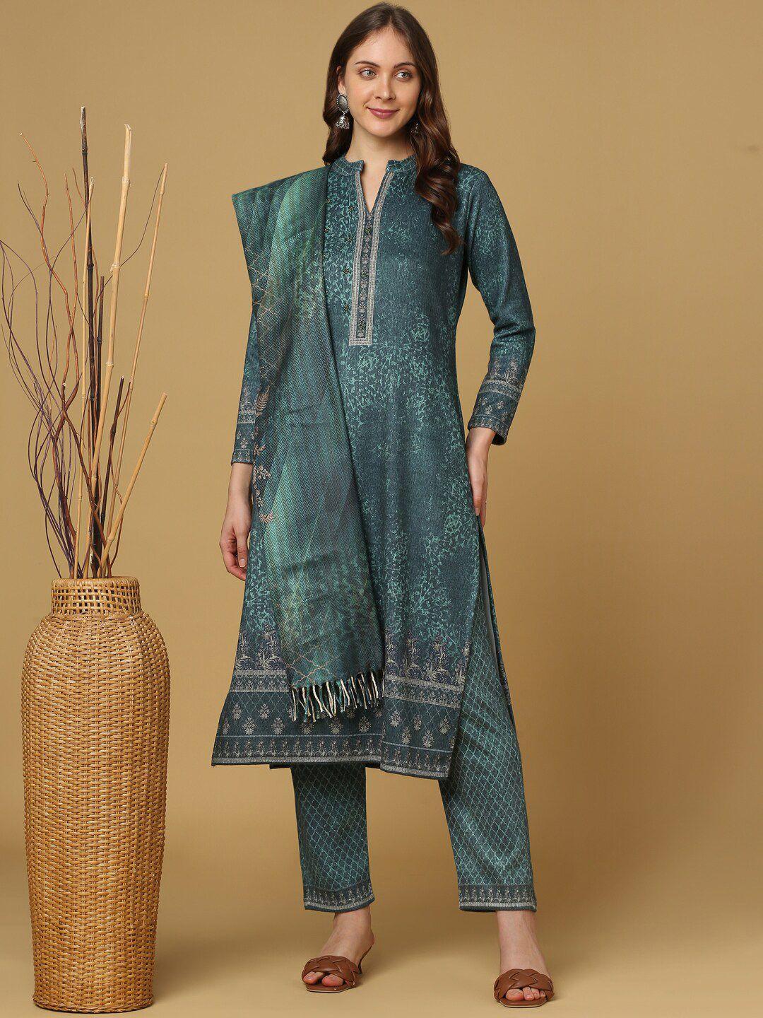 indifusion ethnic motifs printed kurta with trousers & with dupatta