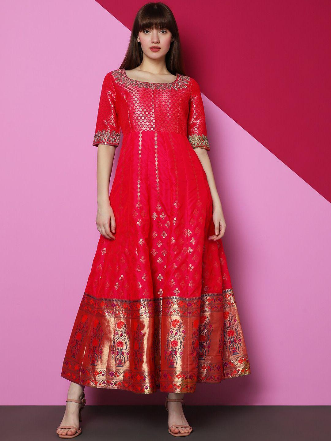 indifusion ethnic motifs self design embroidered ethnic dress