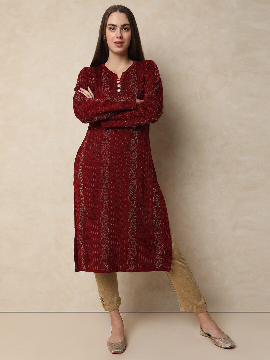 indifusion ethnic motifs woven design woolen kurta