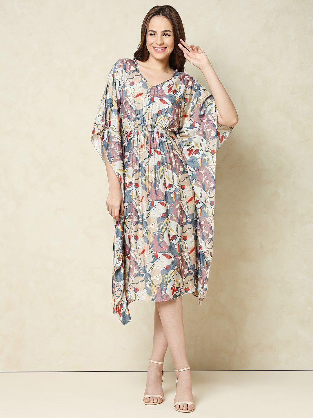 indifusion floral printed kaftan midi dress