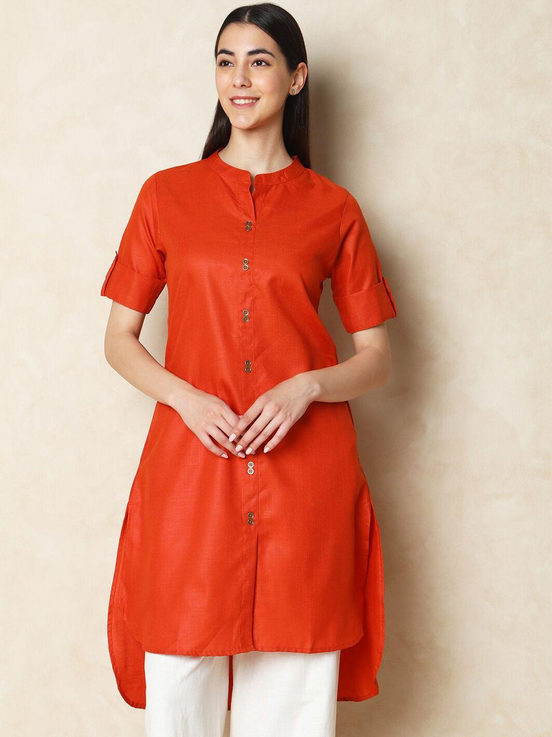 indifusion mandarin collar chanderi silk pathani kurta