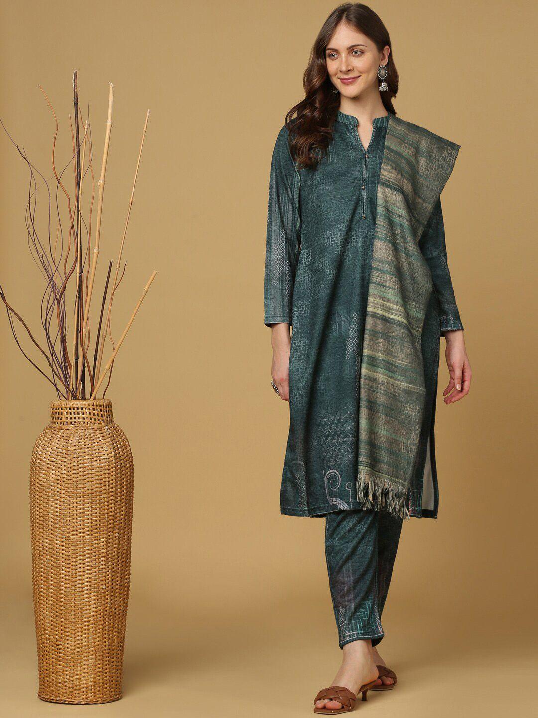 indifusion printed kurta with trousers & with dupatta
