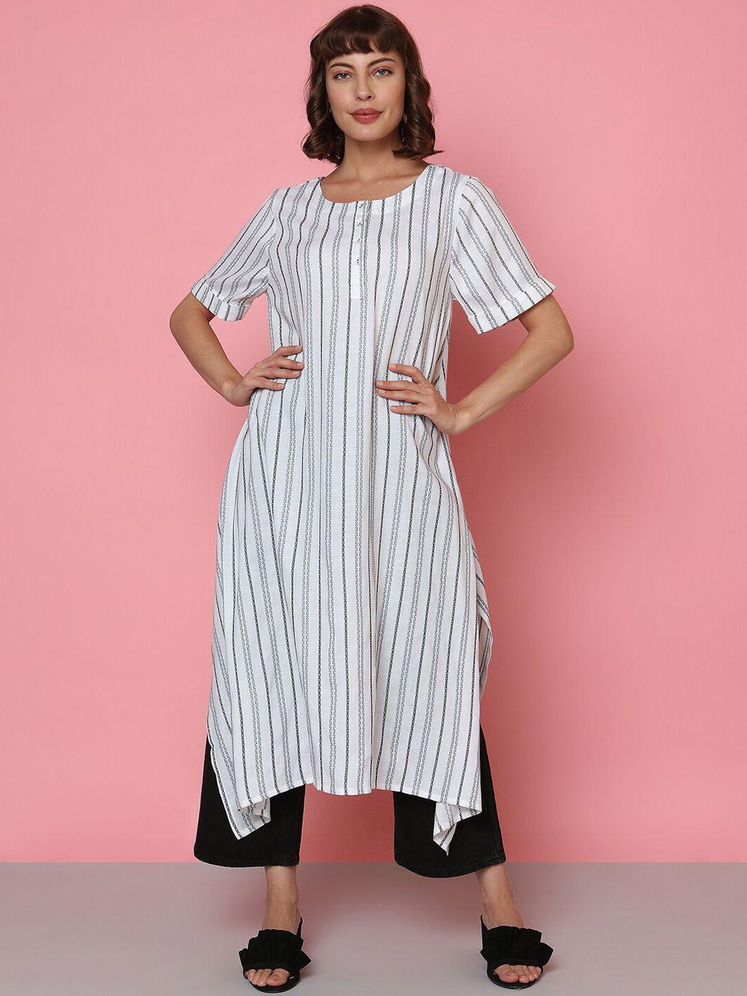 indifusion striped high-low kurta