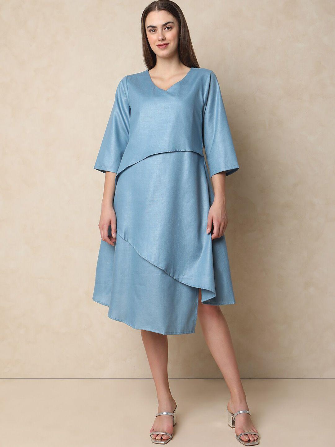 indifusion v-neck layered a-line dress