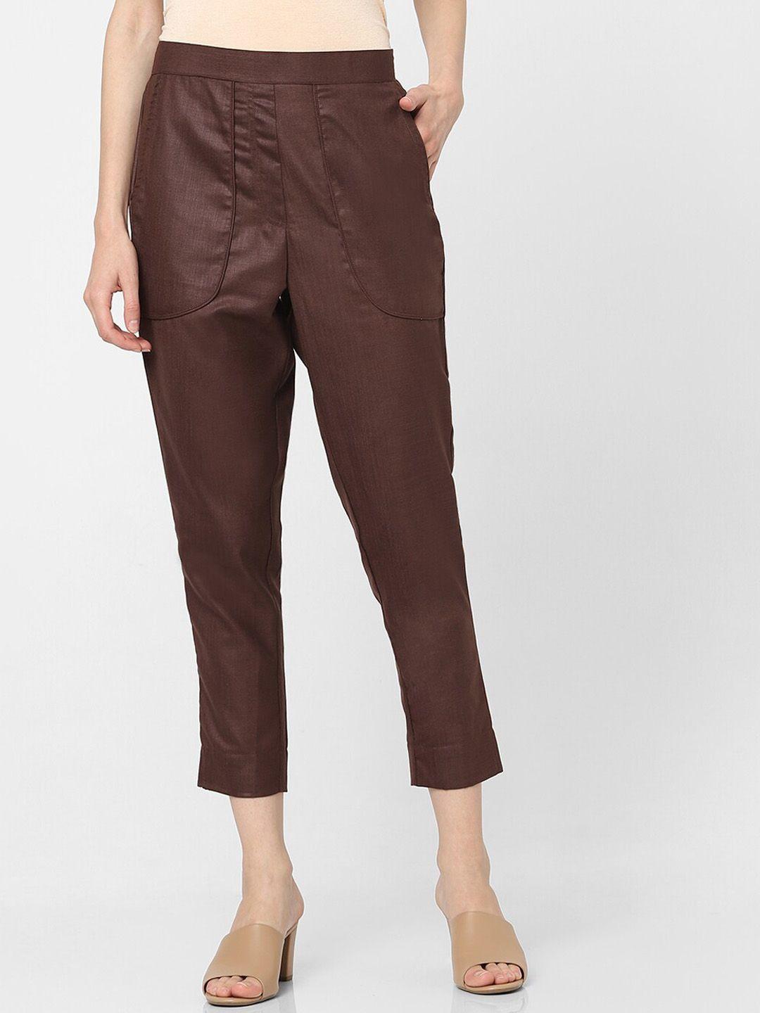 indifusion women brown high-rise culottes trousers