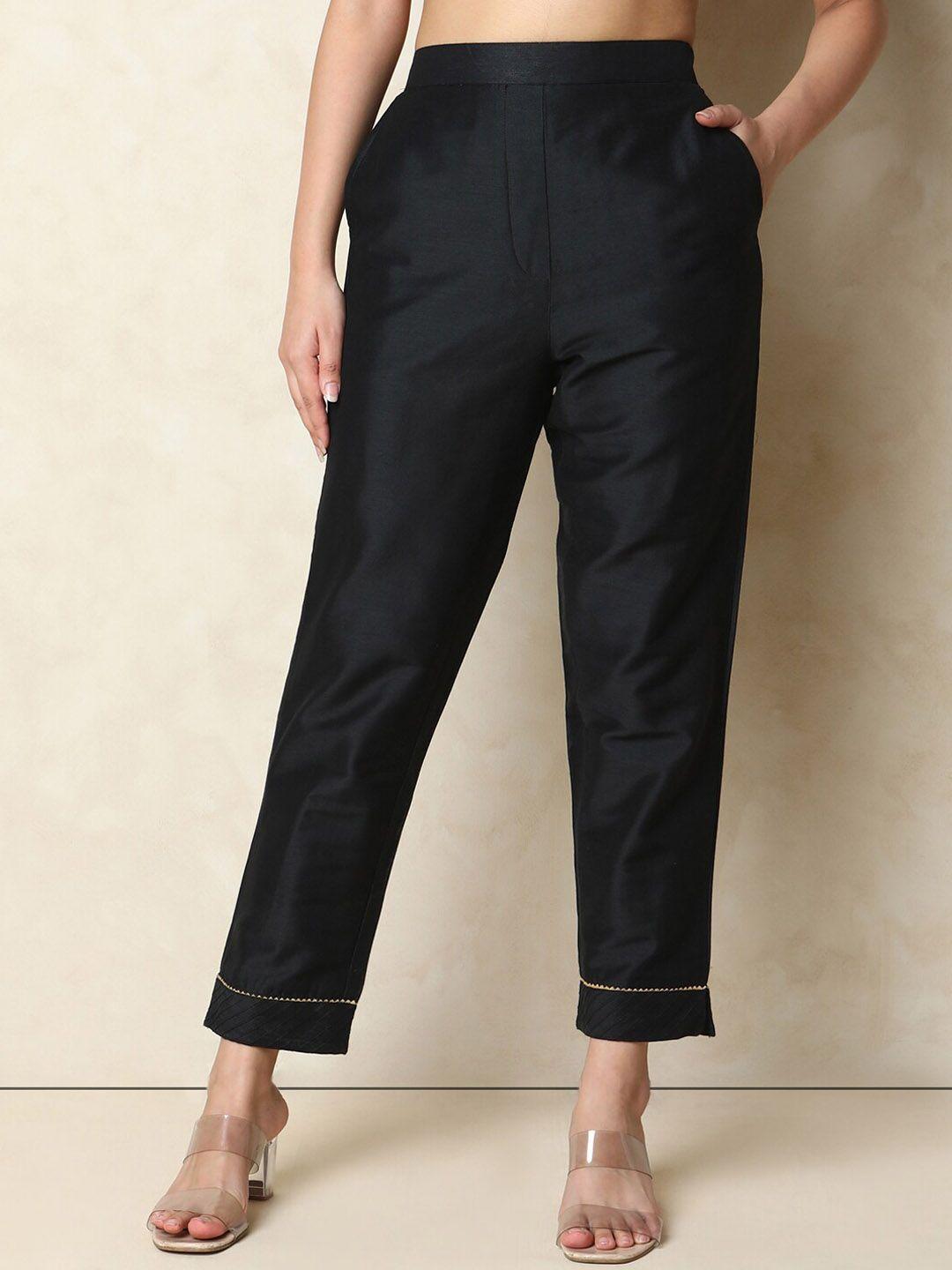 indifusion women straight fit high-rise cigarette trousers