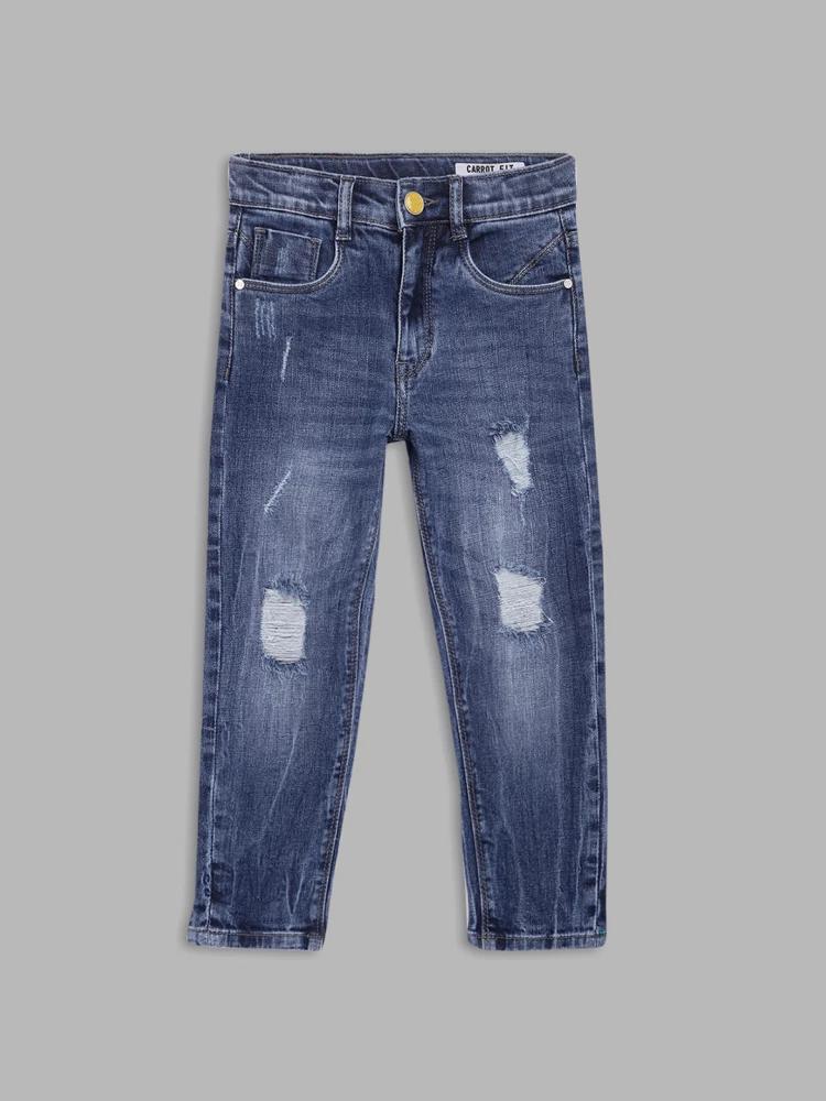 indigo solid regular fit jeans