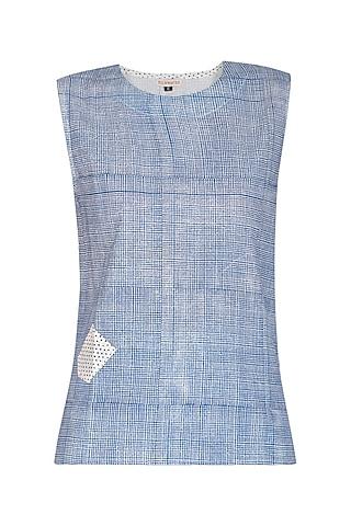 indigo block printed top