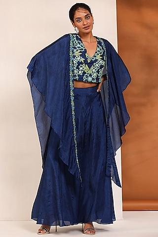 indigo blue bemberg silk cape set