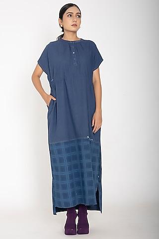 indigo blue cotton dress