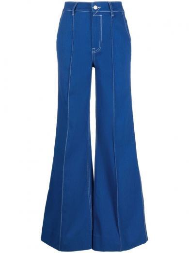 indigo blue cotton flared jeans